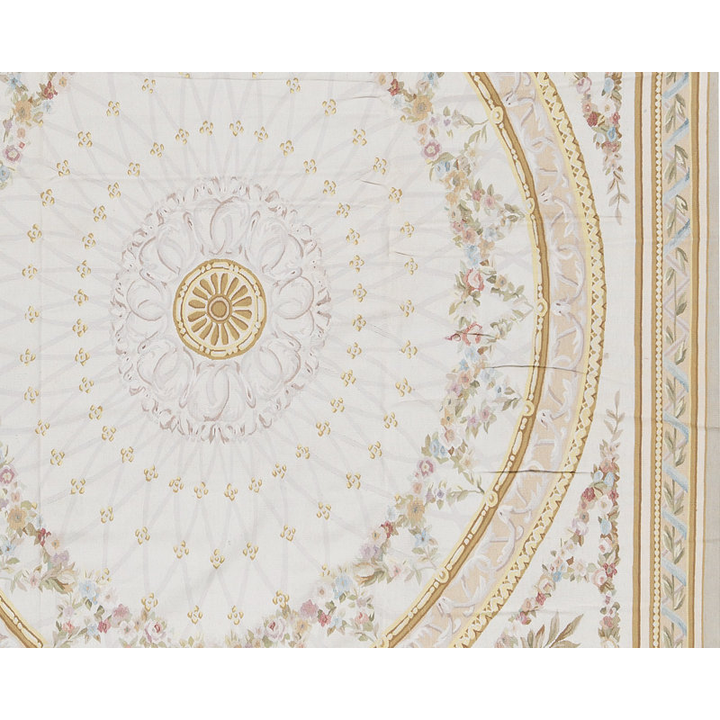 Hand-Knotted High-Quality Beige and Beige Area Rug