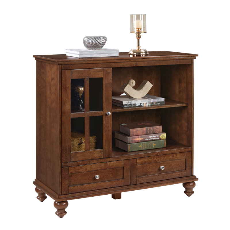 Schererville 40'' TV Stands with Storage Cabinet and Shelves, Dark Walnut