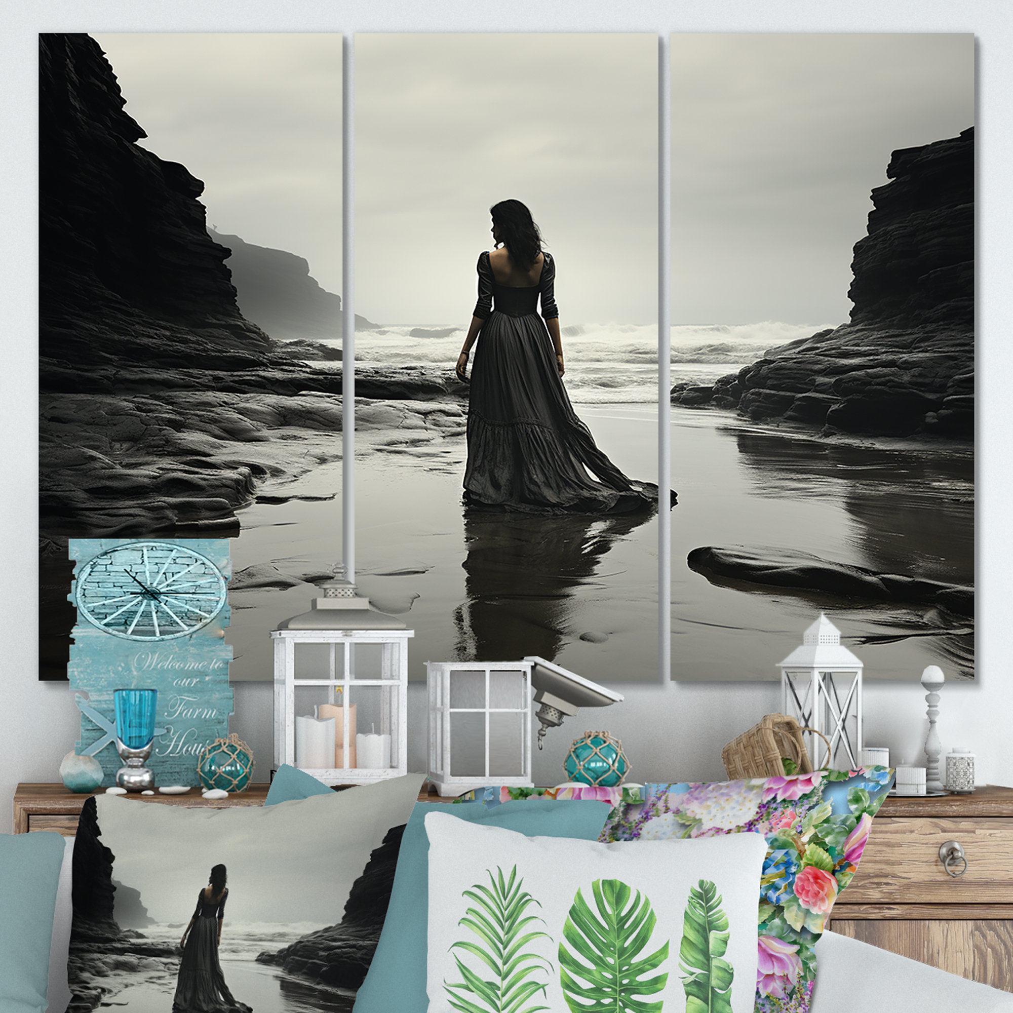 Dovecove Woman Solitude On Rocky Beach VI Beach Wall Art Wayfair