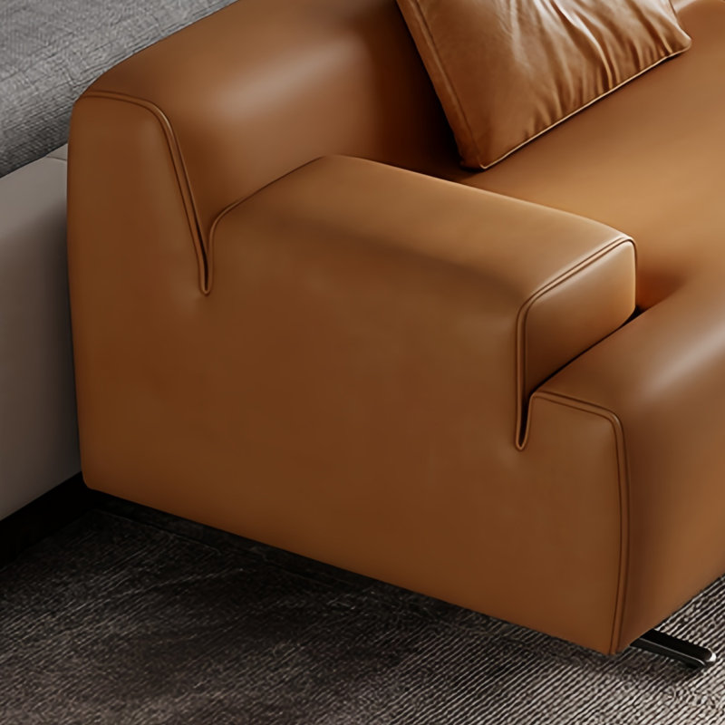 Banc rembourré en cuir de microfibre Modern Simplicity, Orange, H 27,55 po x l 59,05 po x P 21,65 po