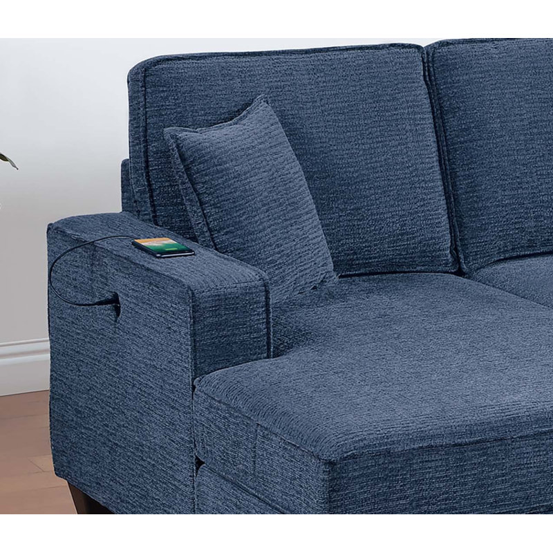 Ensemble modulaire 3 pièces Rosalee, Chenille bleu foncé
