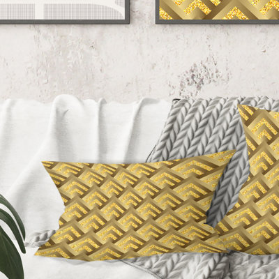Motif à carreaux dorés - Coussin Mid-Century