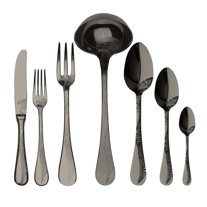 Caccia Flatware Set - 51 Pieces - Black Gold, Black Gold