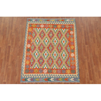 Tapis oriental en laine Kilim 5 x 6