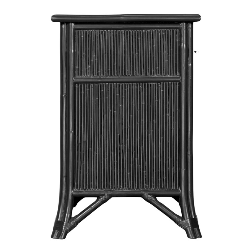 1 - Drawer Rattan Nightstand, Black