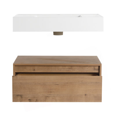 Meuble-lavabo mural spacieux et élégant avec lavabo en résine durable