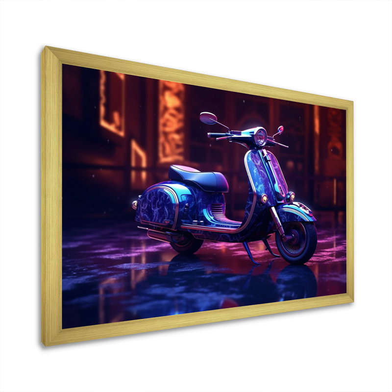 Scooter City Rides III, Encadrement doré, H 12 po x l 20 po x P 1 po
