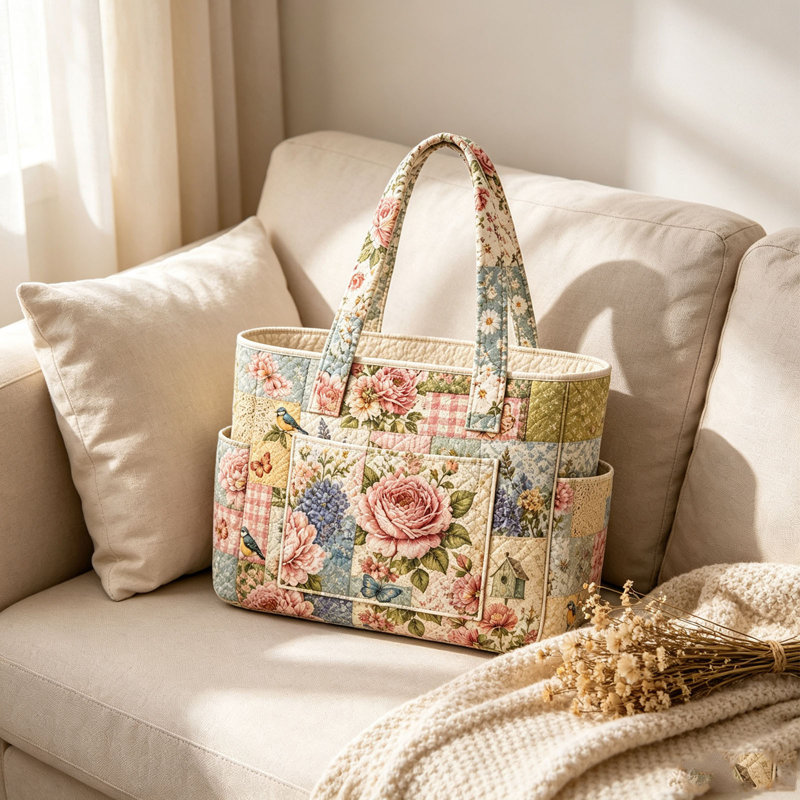 Sac à main en bandoulière matelassé en polyester, grande capacité, imprimé numérique, motif citrouille à coudre soi-même (38,5 x 36 x 12 cm).