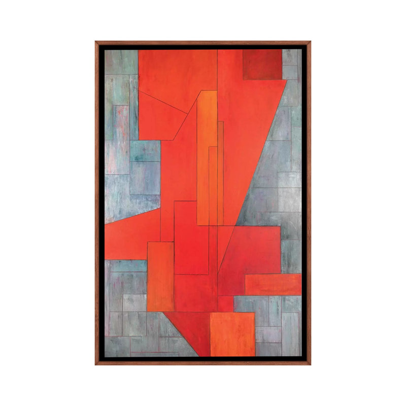Face Of Fire by Stephen Cimini - Print on Canvas, 152.4cm H x 101.6cm W x 3.81cm D, Classic Brown Wood Framed