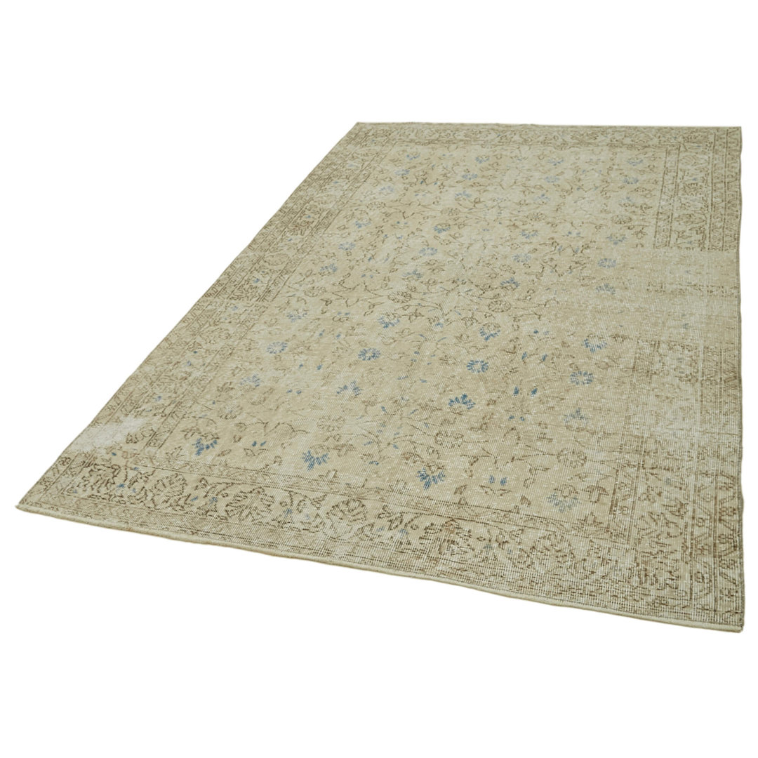 Vintage Beige Vintage Wool Handmade Area Rug