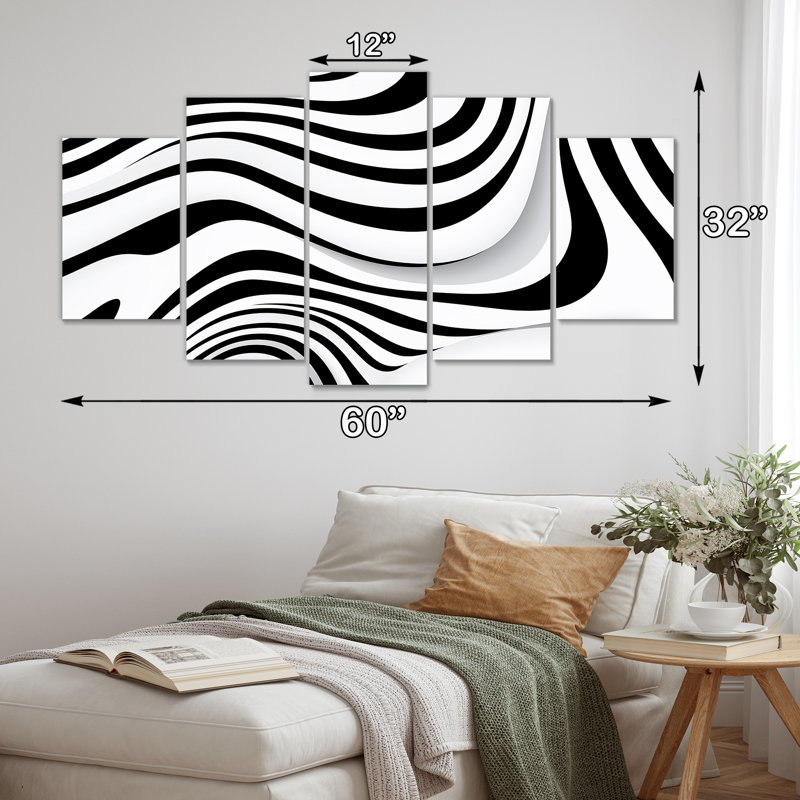 Cordelle - ensemble de 5 décorations murales vagues, H 32 po x l 60 po