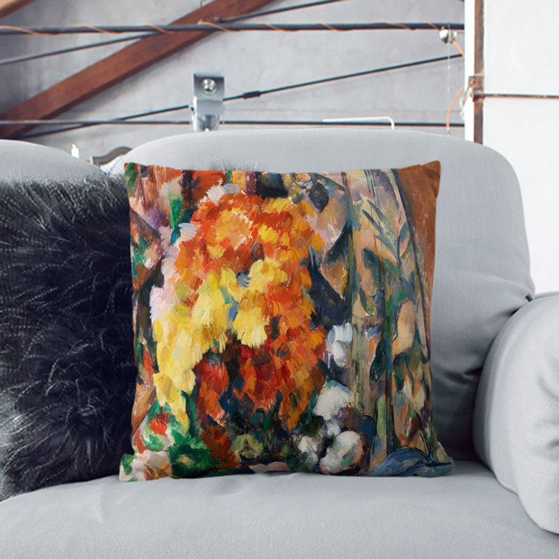 The Flowered Vase Square Throw Cushion, 55cm H x 55cm W x 20cm D, Stone