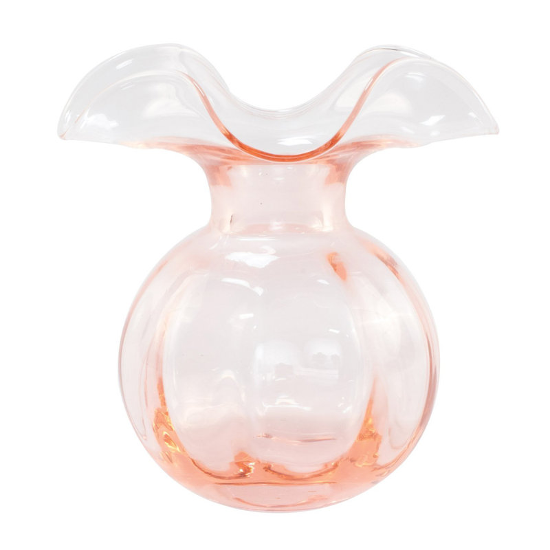 Hibiscus Handmade Glass Table Vase, Pink, 5.5" H x 5" W x 5" D