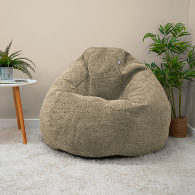 rucomfy Beanbags Large Snug Slouchbag - Adult Boucle Bean Bag Chair - Home Lounge, Living Room & Bedroom Seating for Adults - Machine Washable Fabric - 110 x 80cm