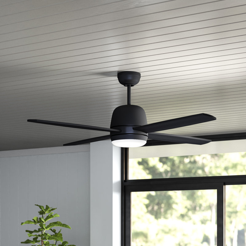 Ventilateur de plafond standard à 4 pales de 44 po à DEL avec commande murale et ensemble d'éclairage inclus Alun, Dos plat