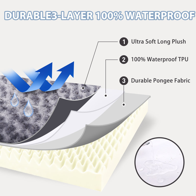 Large Gray Velvet Orthopedic Dog Sofa Bed with Waterproof Cover