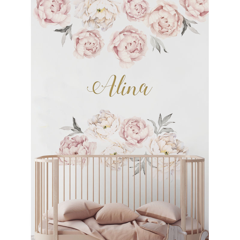 Adhésif décoratif pivoine Wanette, Rose mixte