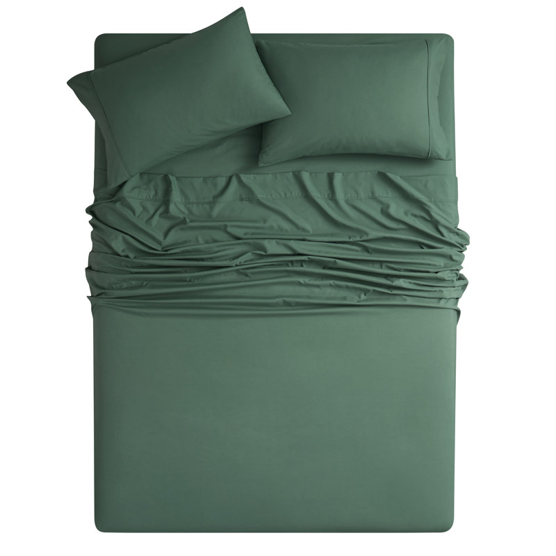 Ensemble de draps en bambou à densité de tissage 1800 fils Bibb Home, Ensemble de draps pour lit très grand californien
