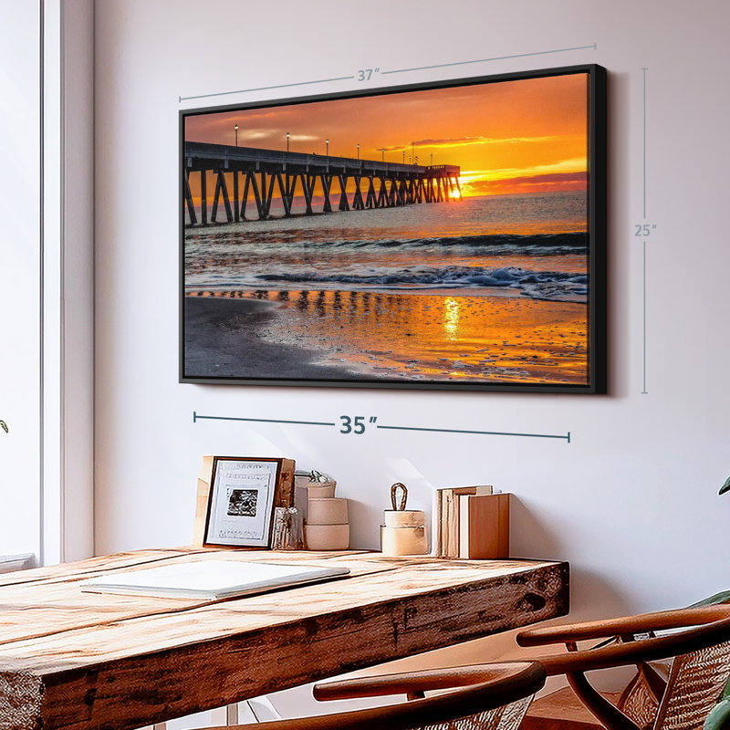 "Sunrise In Wrightsville Dock Art", H 25 po x l 37 po