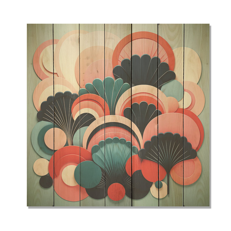 Art déco, corail marin Marvel I - corail sur bois, H 36 po x l 36 po