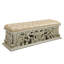 Banc rembourré en similicuir or et beige