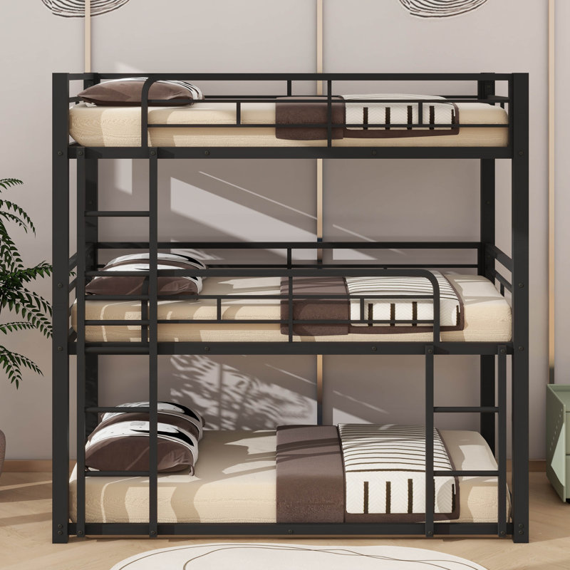 Lit superposé simple au-dessus d'un lit simple Lowell par Mason & Marbles, Noir