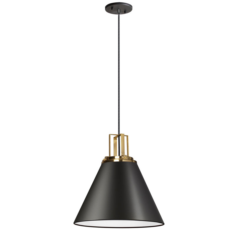 Dowd 1 - Light Aged Brass Single Pendant, Matte Black, Black