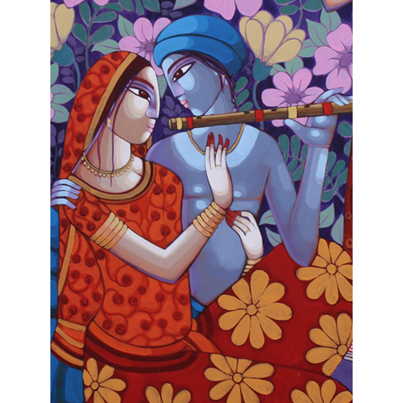 Krishna Leela | Acrylique sur toile | Peinture de Sekhar Roy