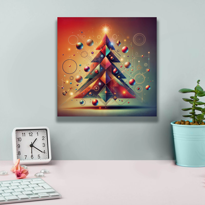 «Christmas Tree Abstract» par Rey Klimt, art mural sur toile, H 12 po x l 12 po