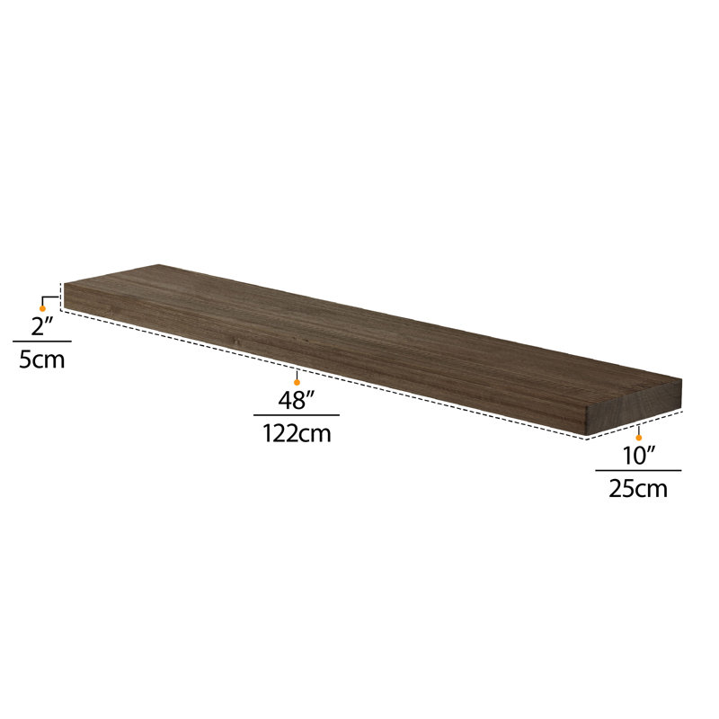 Hidden Bracket Shelf, Wall Bookshelf For Living Room, Kitchen Shelf, Rustic Decor, Floating, 1Pc, Dark Walnut