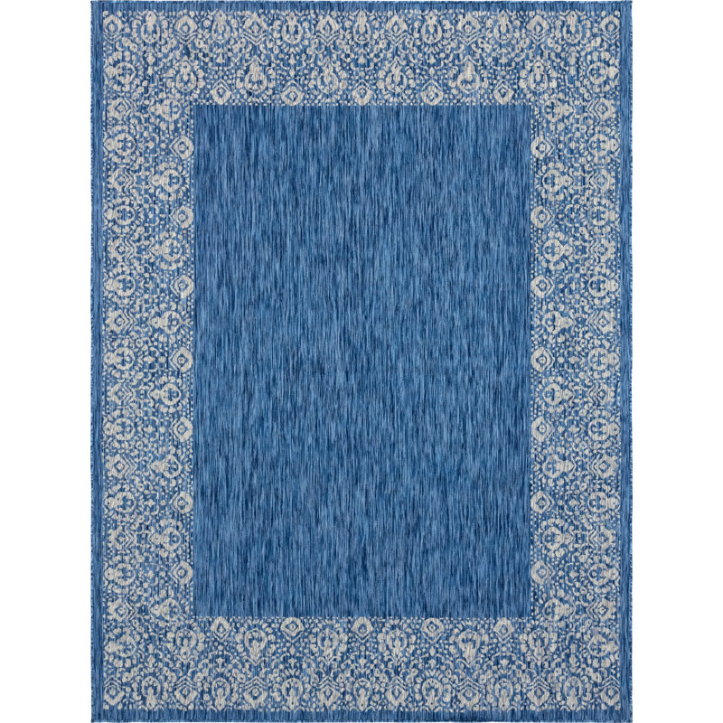 Tapis intérieur / extérieur bleu Lamere, Rectangle 9 pi x 12 pi 2 po