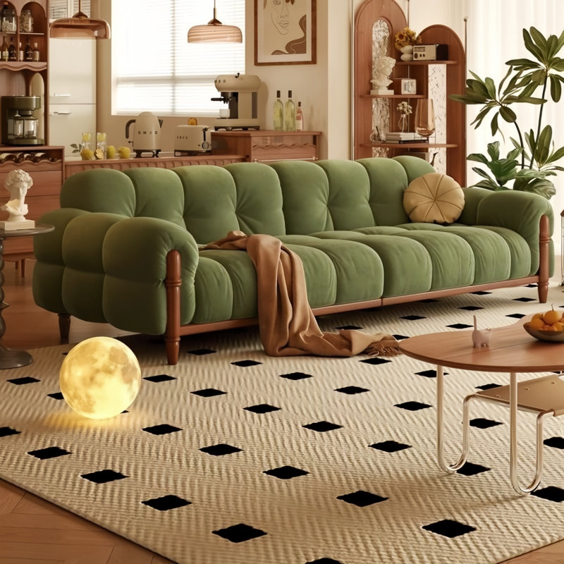 French Retro Modern Contracted Sofa 86.61'' Upholstered Sofa