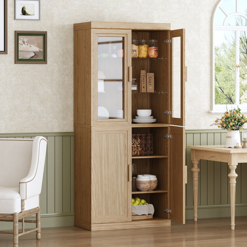 Garde-manger 72 po avec tablettes en bois, Brun