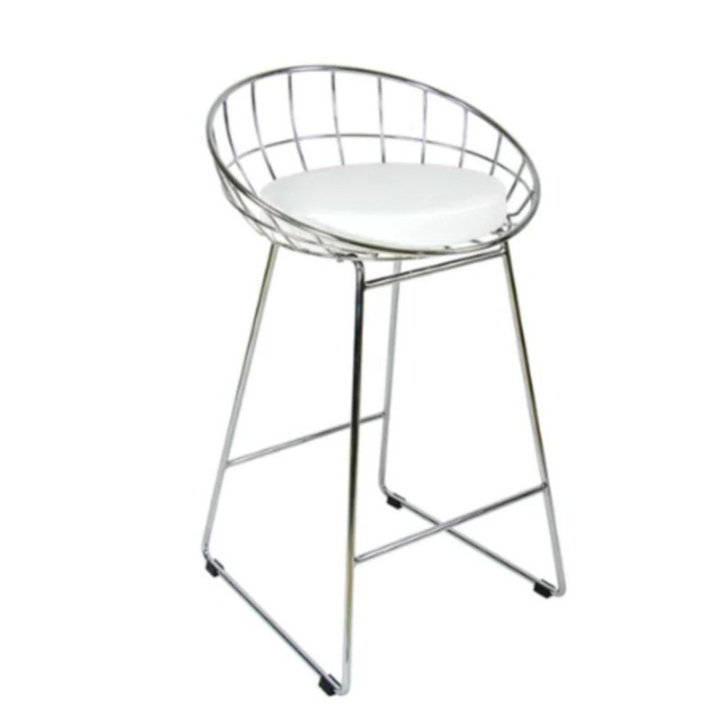 Luther Metal Frame Counter Stool, White, Chrome