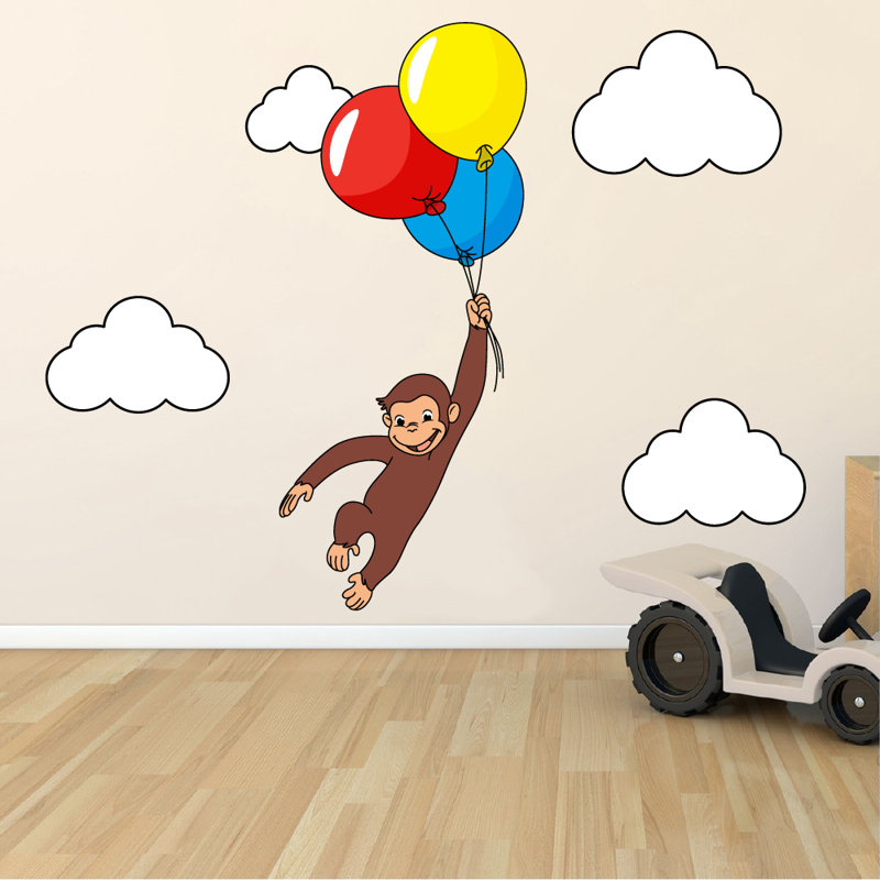 Adhésif décoratif singe jouant un ballon, H 20 po x l 12 po