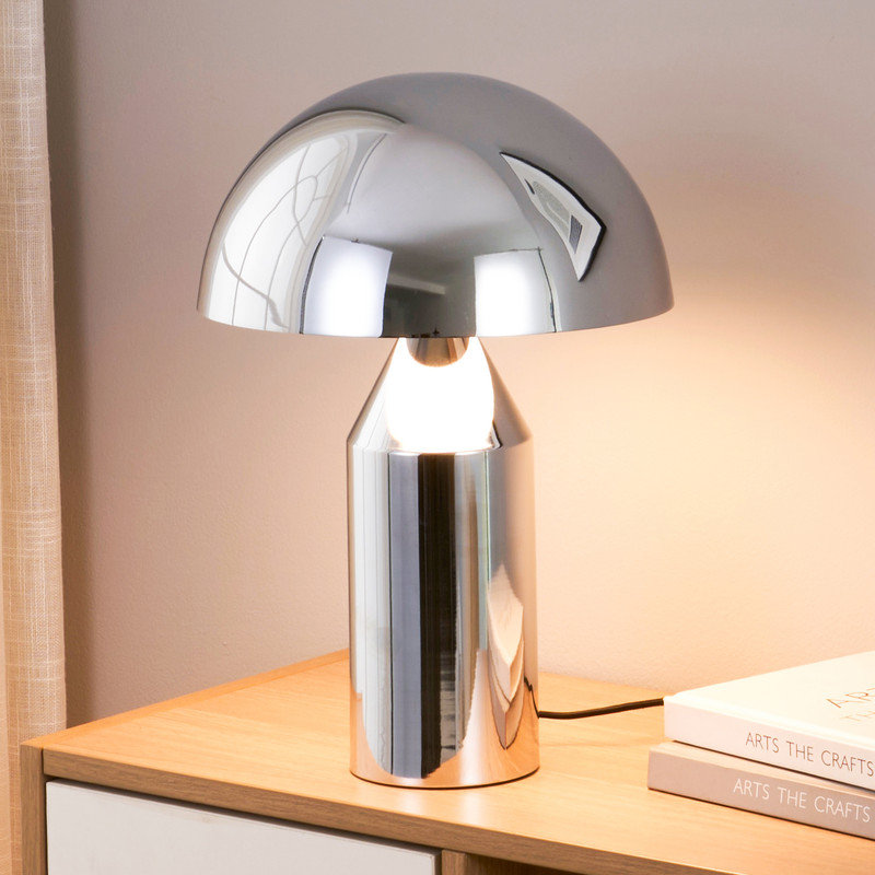 Venus 14 In. Dimmable LED Modern Dome Shade Table Lamp in Silver Chrome Finish, Silver