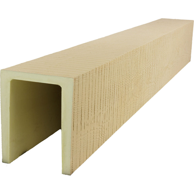 Rough Sawn Endurathane Faux Wood Beam Plank, Primed Tan, 5.5" H x 5.5" W x 144" D
