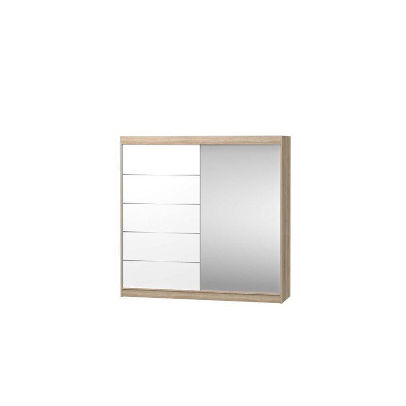 Dziamyan 2 Door Manufactured Wood Wardrobe, Sonoma/White