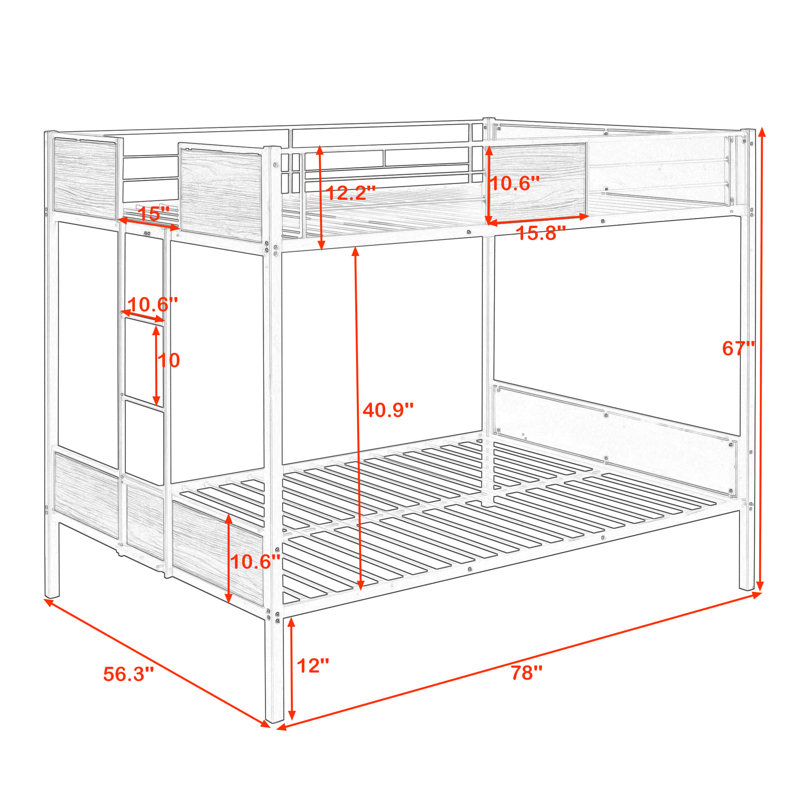 Kleopatra Kids Bunk Bed, Full over Full