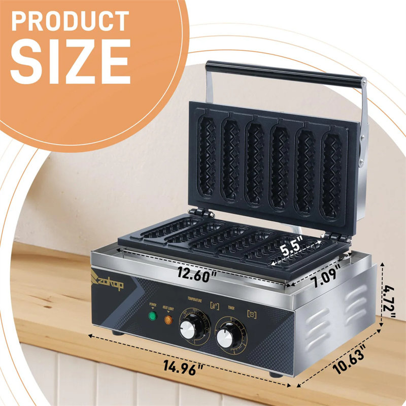 Gaufrier électrique anti-adhésif 6 grilles 1550W 110V