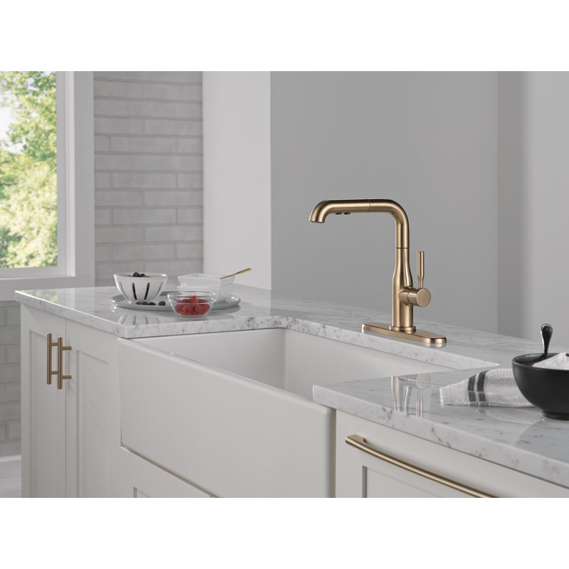 Robinet de cuisine avec douchette extractible Almari, Bronze champagne