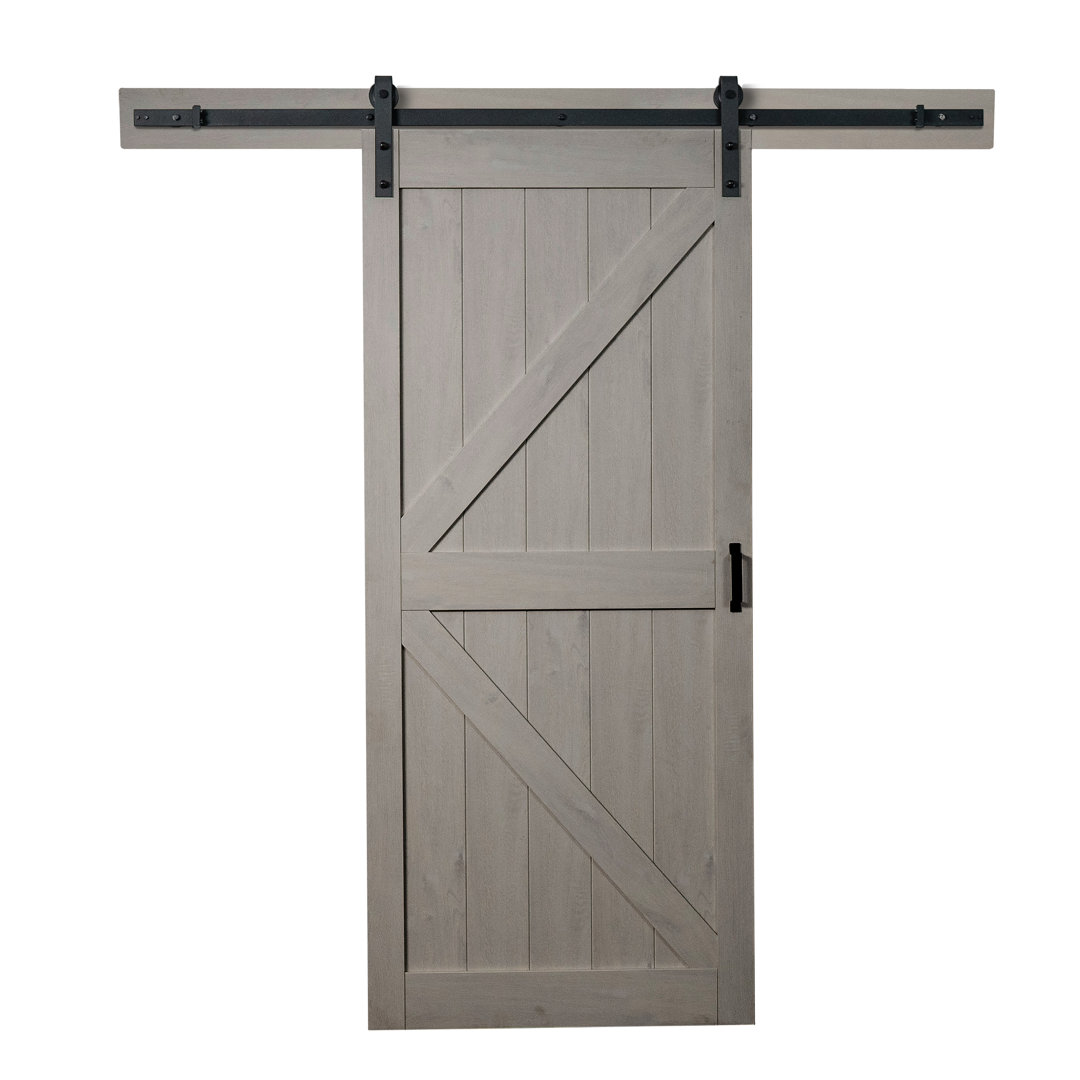 Paneled Manufactured Wood Barn Door with Installation Hardware Kit Renin 