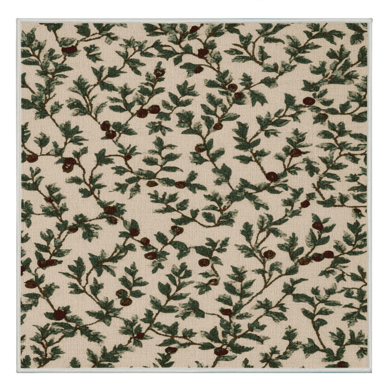 Tapis botanique beige lavable à la machine