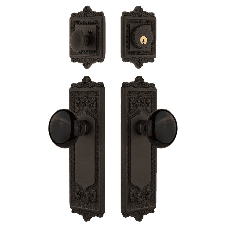 Nostalgic Warehouse Egg & Dart Entry Set with Porcelain Knob