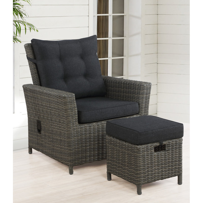 Wicker Outdoor Lounge Chair with Ottoman