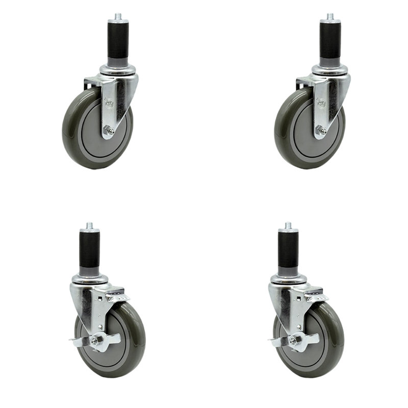 4-Piece Polyurethane Caster Set, Gray