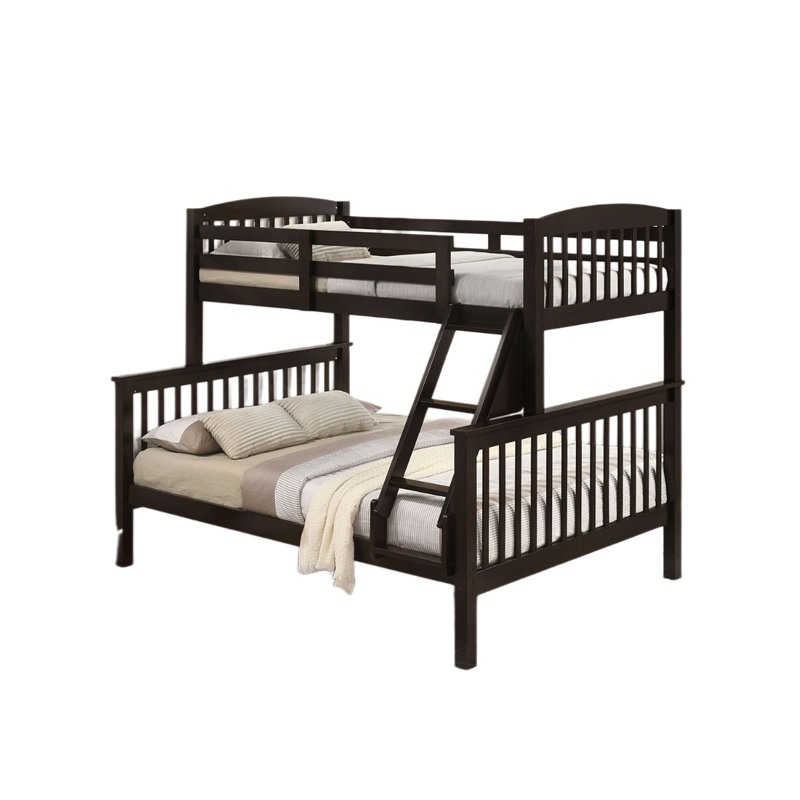 Lit double escamotable de style transitionnel avec angle, finition noyer, lattes et bois massif, l 60 po x P 81 po H 68 po pour chambre à coucher