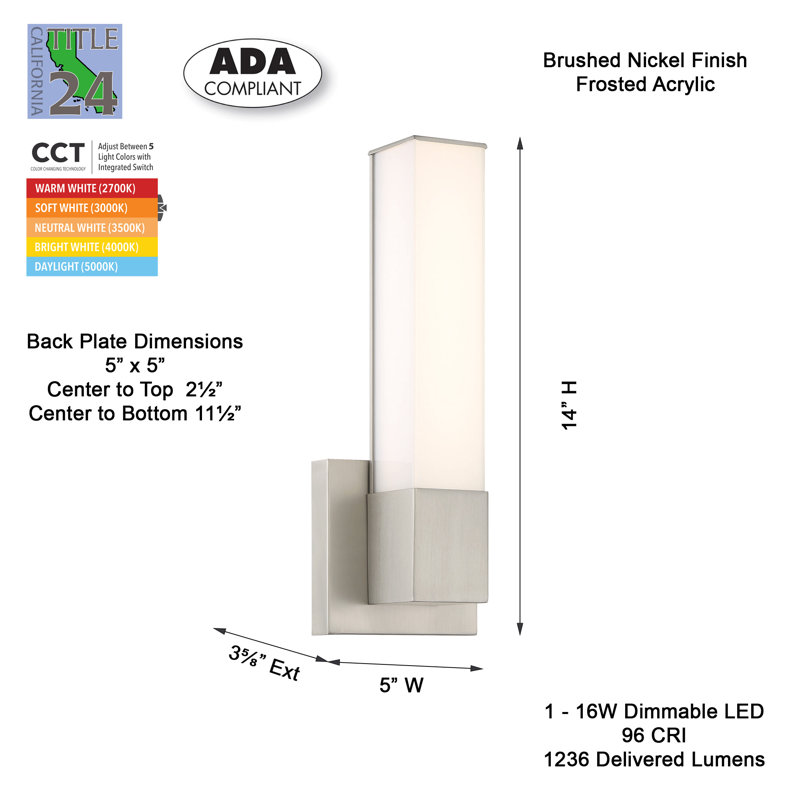 Camodeca Steel LED Armed Sconce, Brushed Nickel