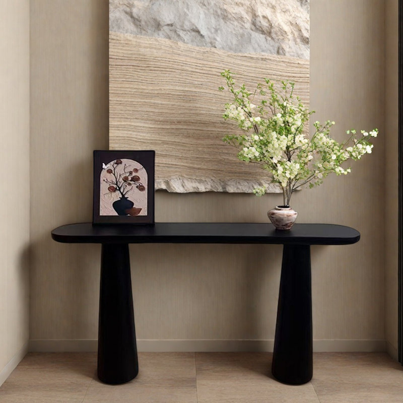 Console en bois massif noir, H 31,5 po x l 63 po x P 11,8 po