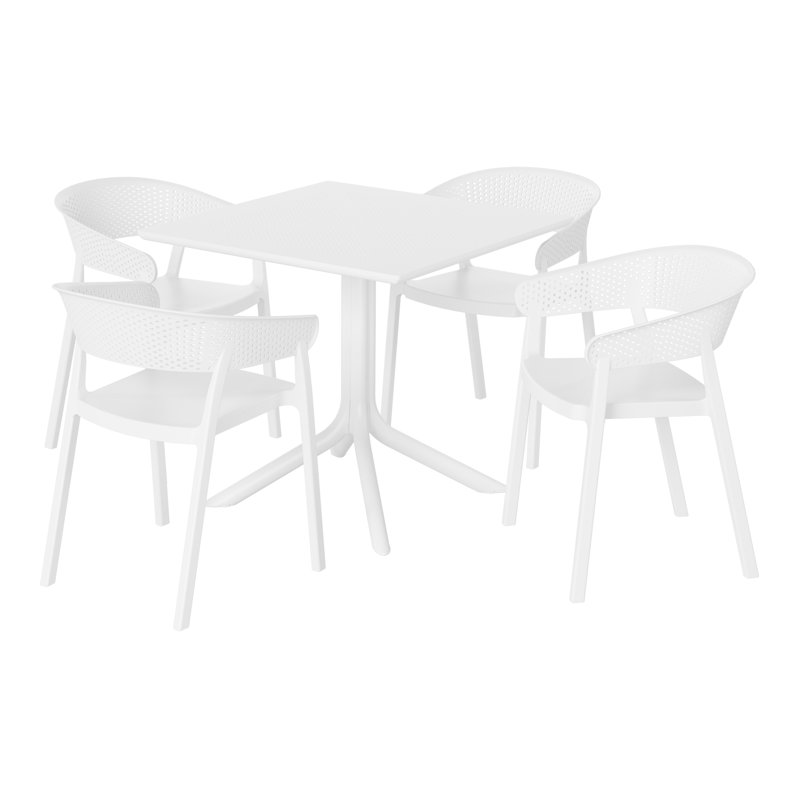 Ensemble repas carré pour 4 personnes, Blanc